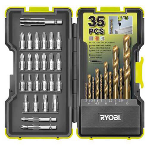 Image of Ryobi 35 Piece Drill and Screwdriver Bit Set in Stackable Case