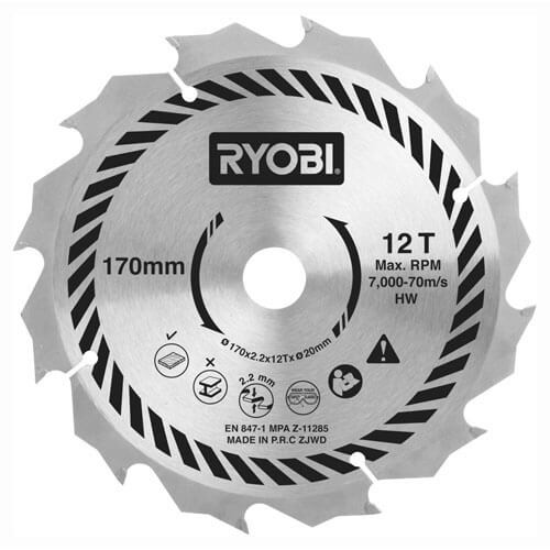 Image of Ryobi 170mm 12 Tooth Circular Saw Blade for EWS1150RS Circular Saws