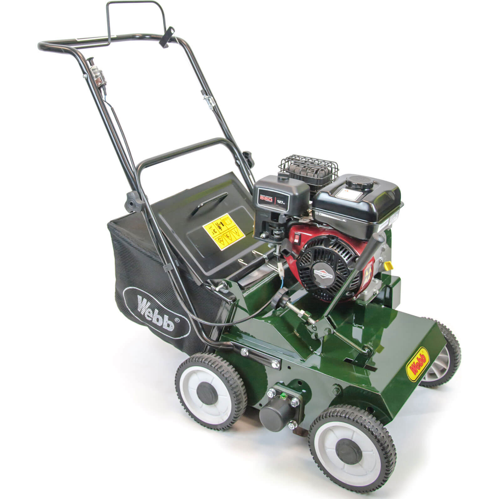 Image of Webb LS38 Petrol Scarifier with Collector 380mm Rake with 4 Stroke Petrol Engine