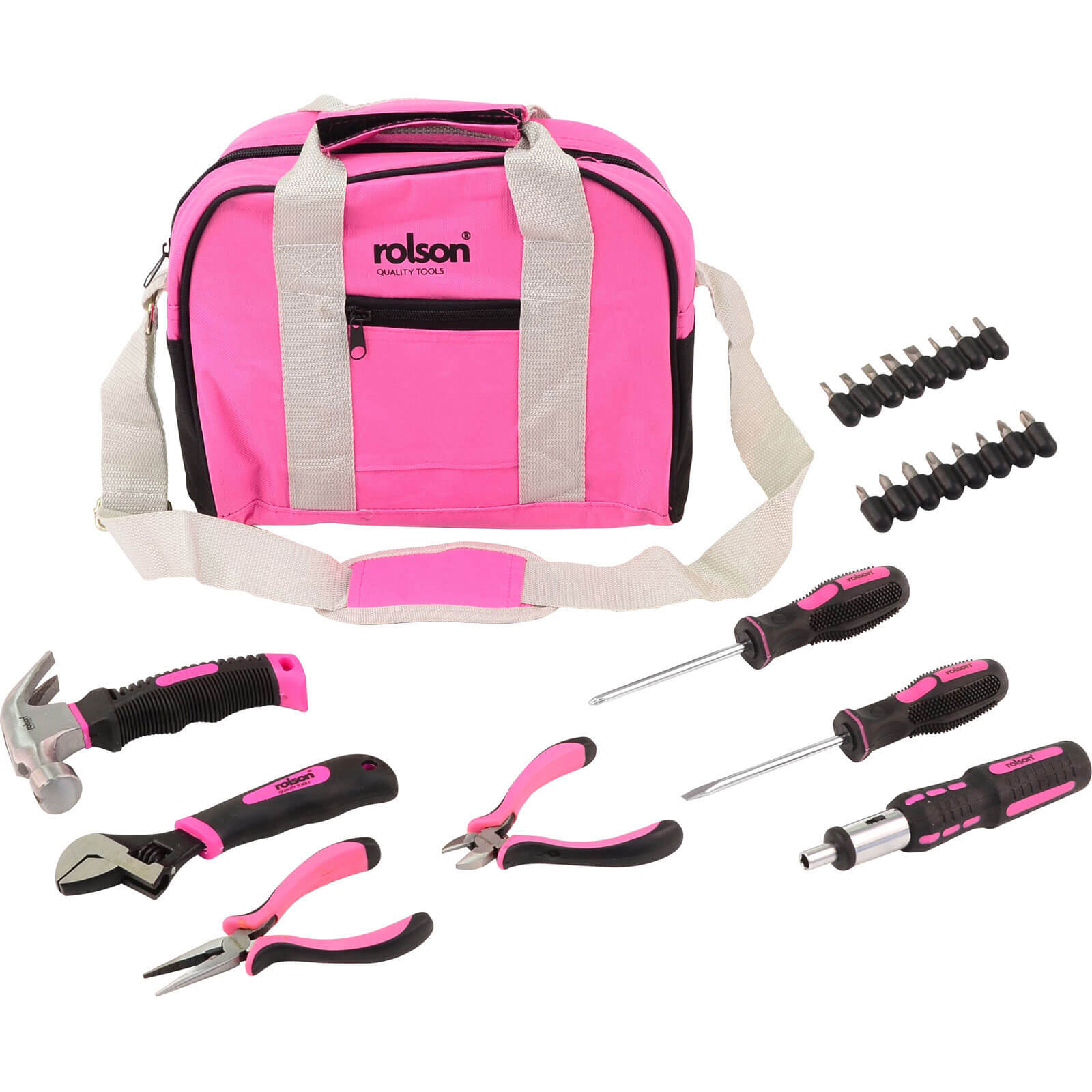 Image of Ladies Household Pink Hand Tool Kit with Tool Bag