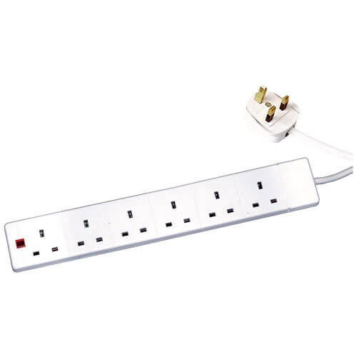 Image of 6 Socket Extension Lead with 2 Metre Cable and Neon Light 13amp 240v