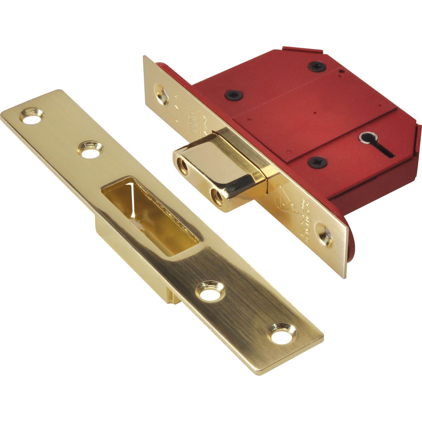 Image of Union Strongbolt 5 Lever Mortice Deadlock Satin Brass 67mm