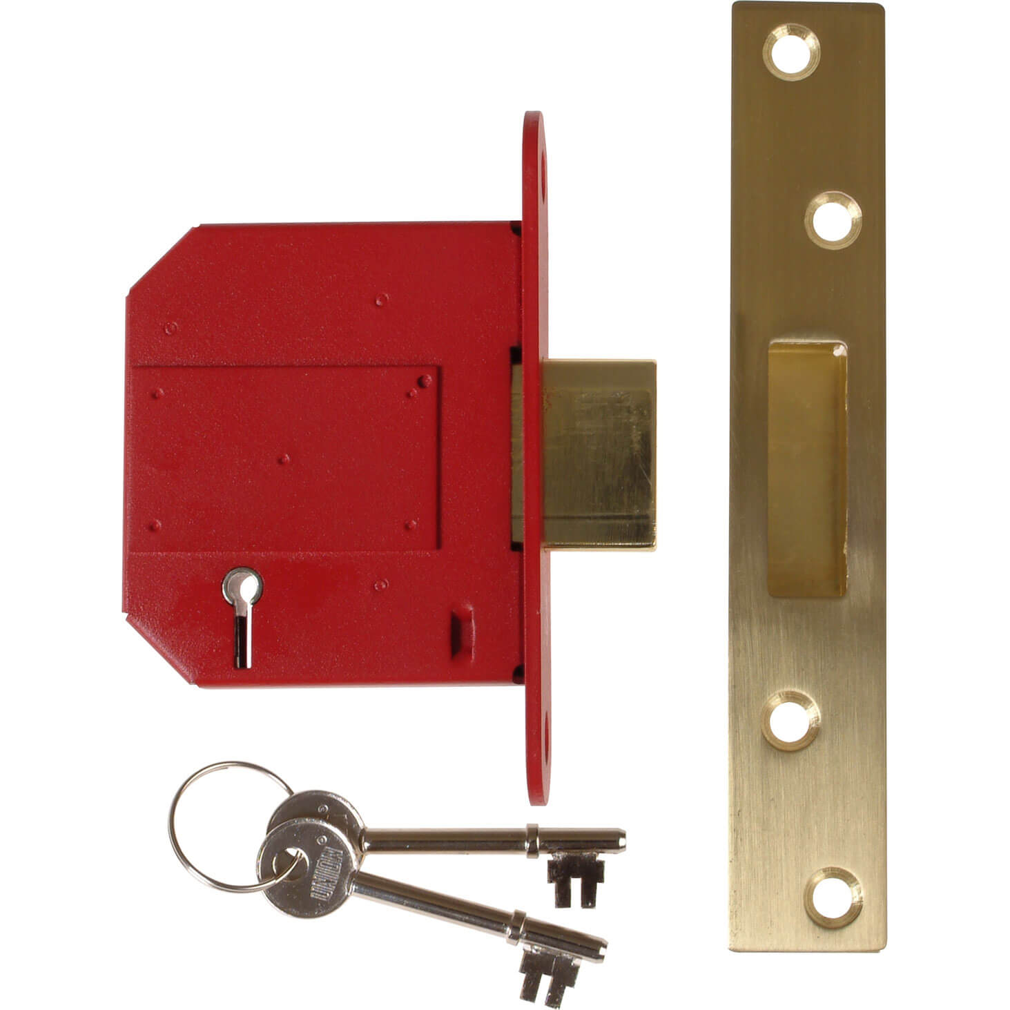 Image of Union Locks Strongbolt 2100S BS 5 Lever Mortice Deadlock 81mm Satin Brass