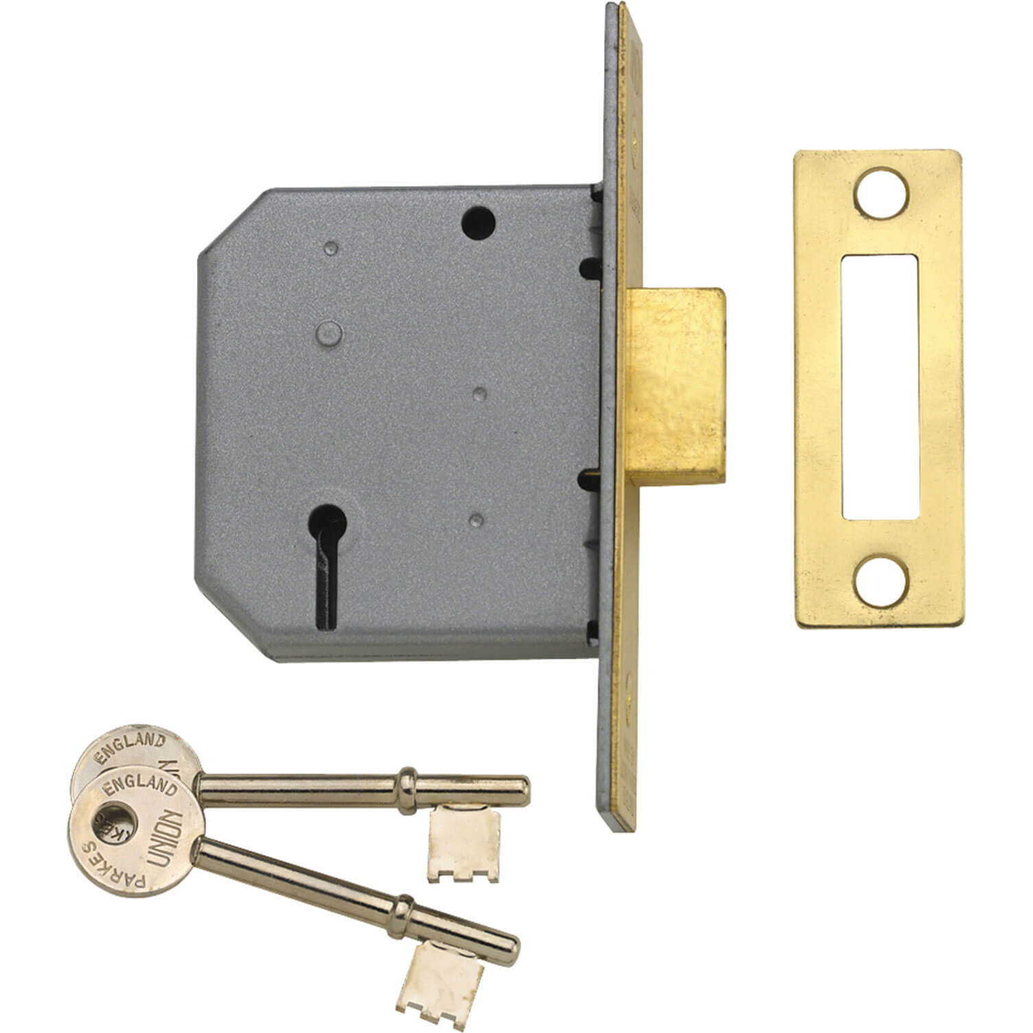 Image of Union Locks 2177 3 Lever Mortice Deadlock Satin Chrome 65mm 25