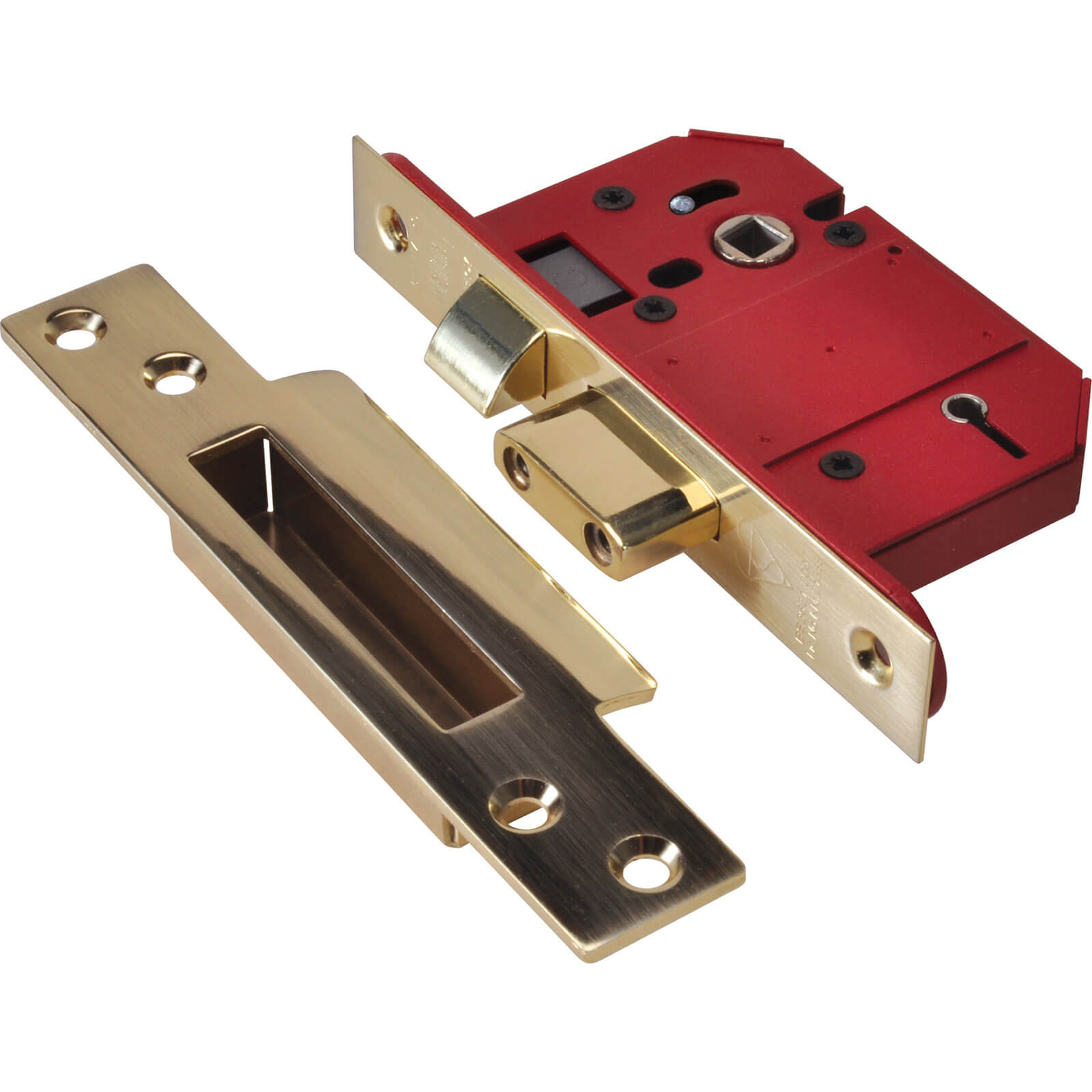 Image of union strongbolt 5 lever mortice sash lock 68mm polished brass