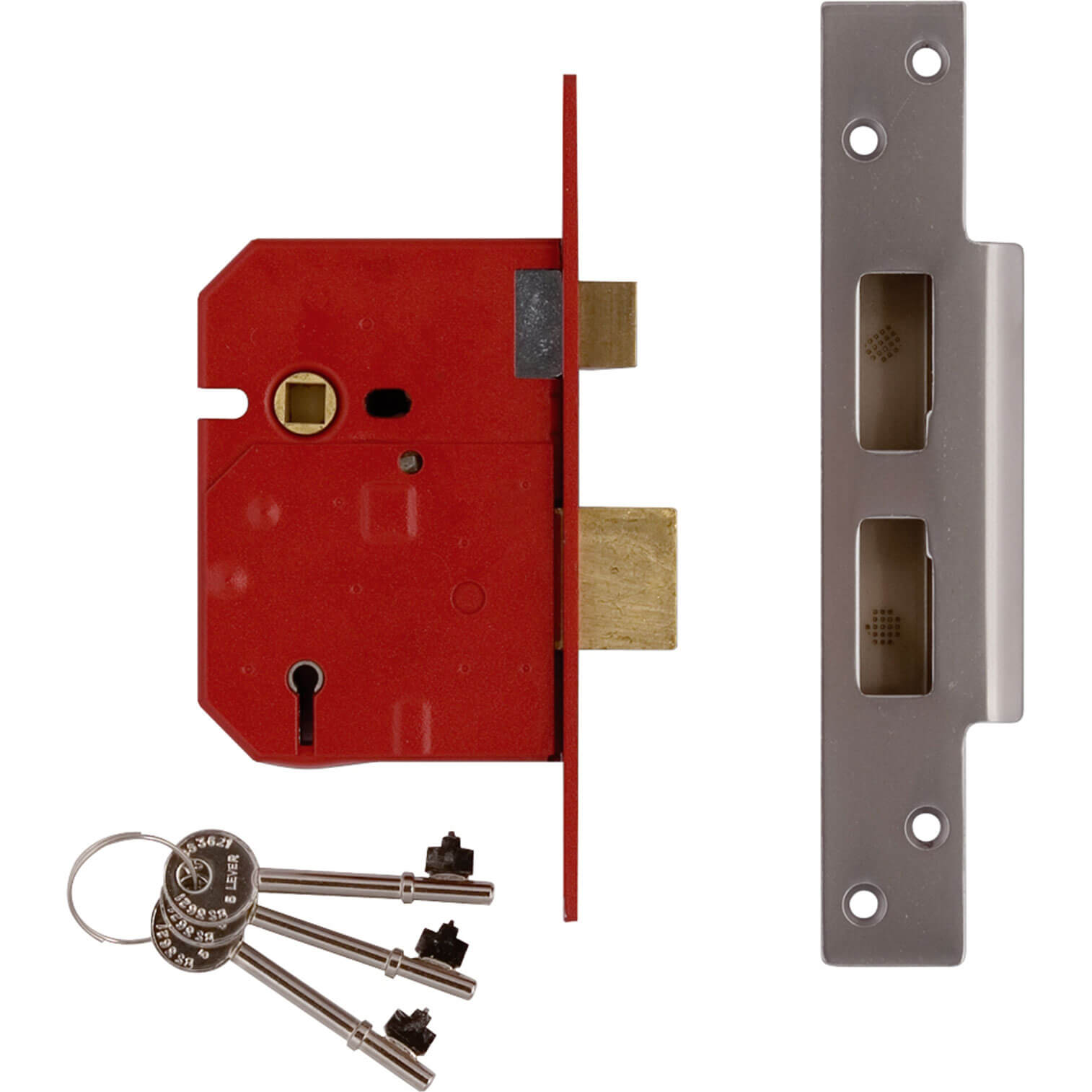 Image of Union Locks 2234E 5 Lever BS Mortice Sash Lock Satin Chrome Finish 67mm 25