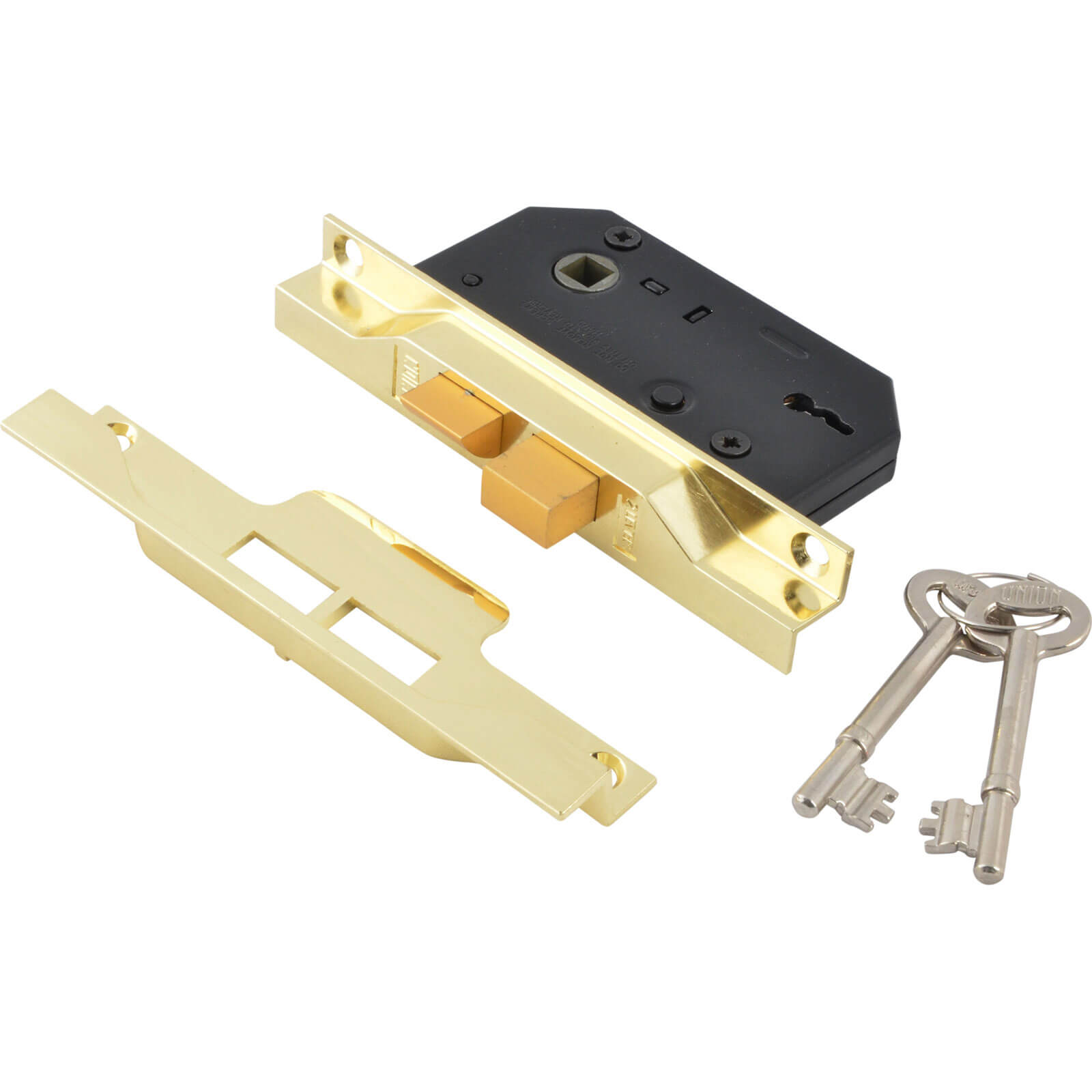 Image of Union Locks 2242 2 Lever Mortice Rebated Sash Lock Electro Brass 655mm 25