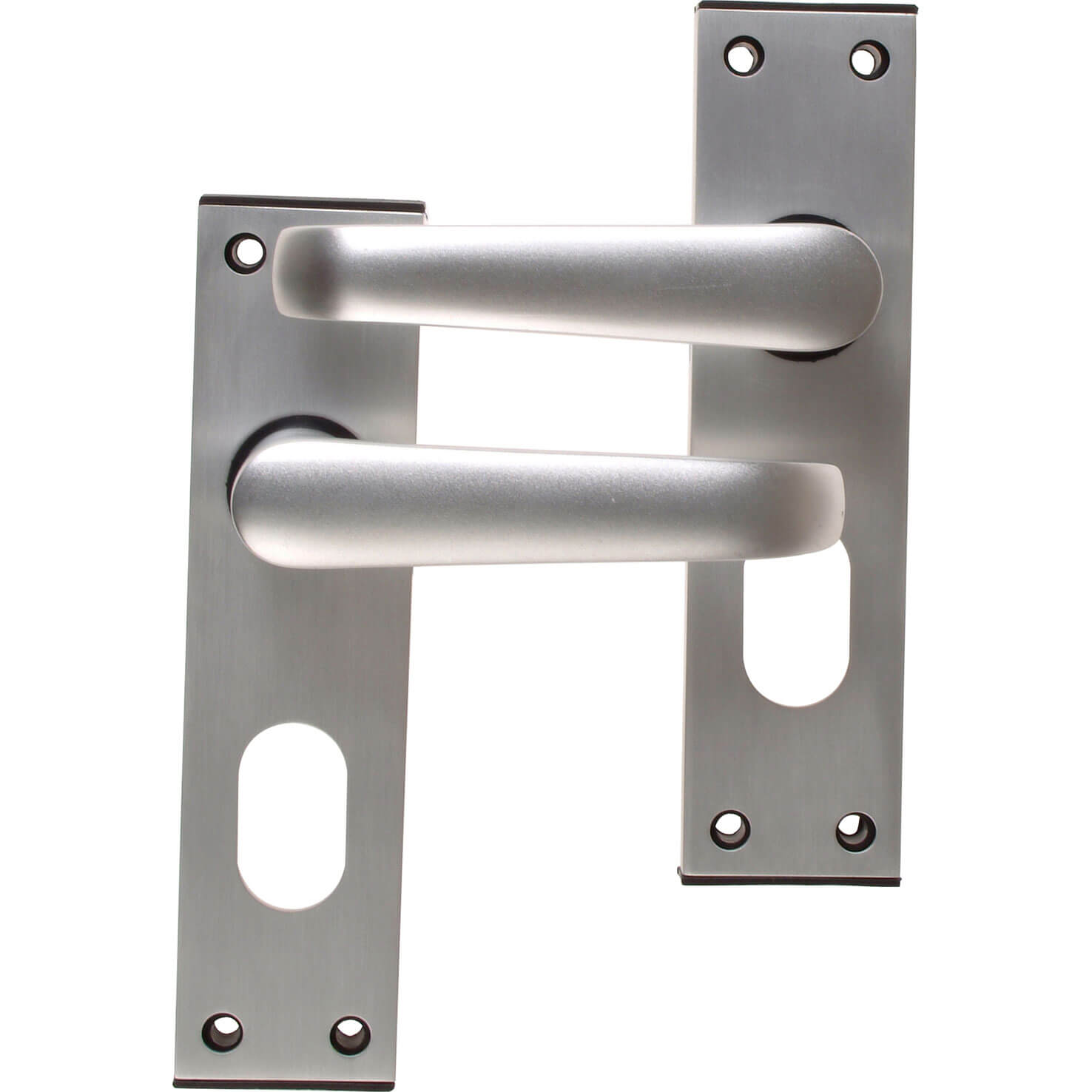 Image of Union Locks Ambassador Oval Plate Door Furniture Anodised Silver