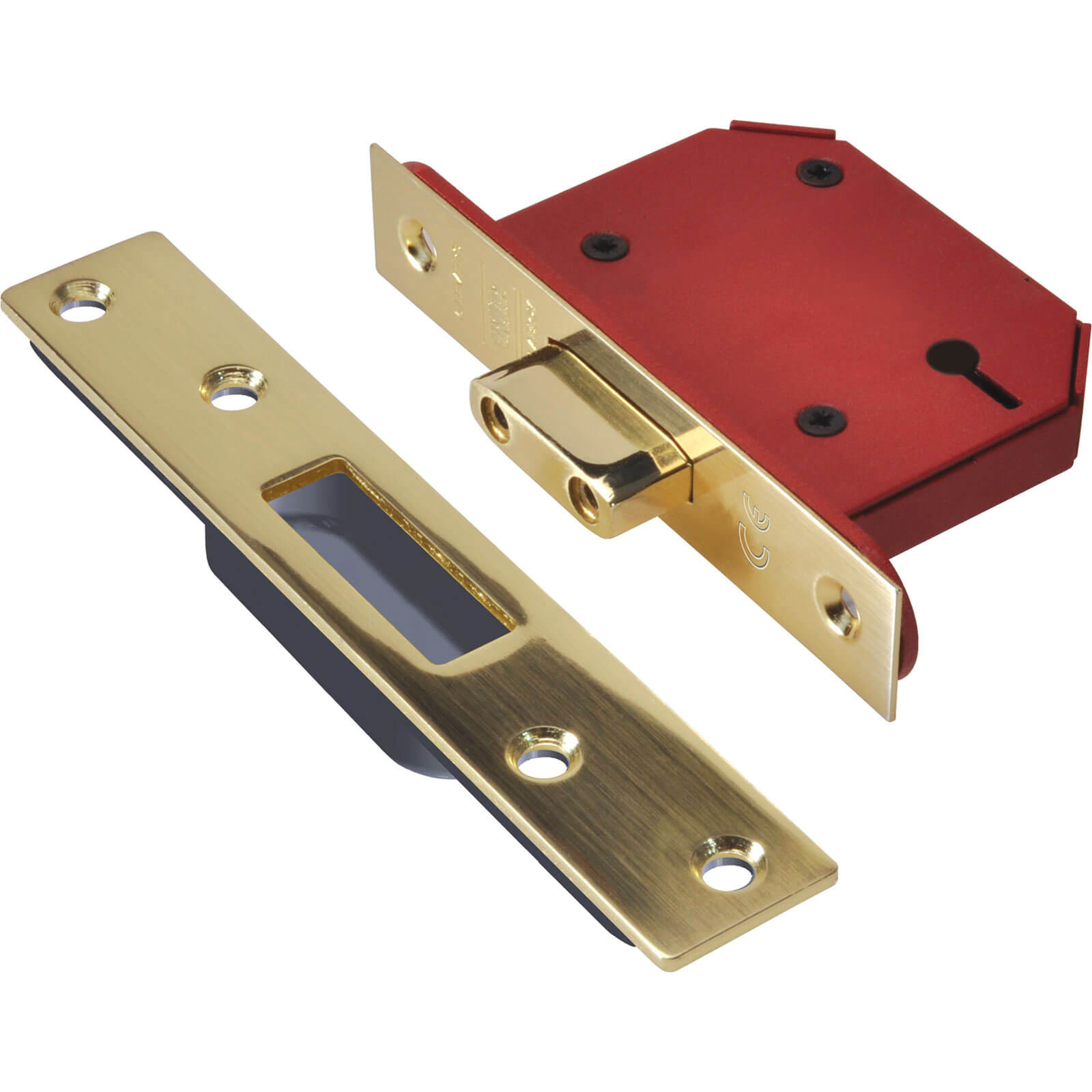 Image of union strongbolt3 lever mortice deadlock polished brass 79mm