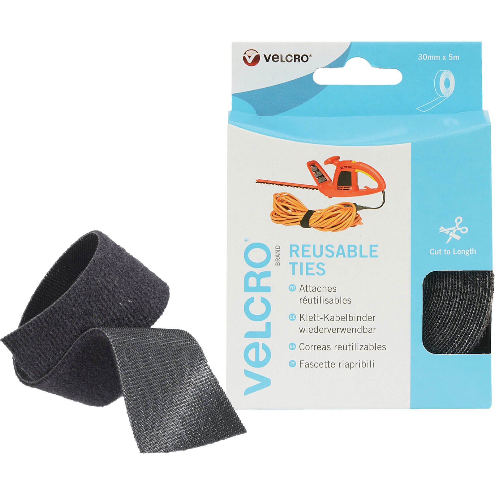 Image of Velcro Black Self Gripping Ties 30mm x 5 Metre Roll