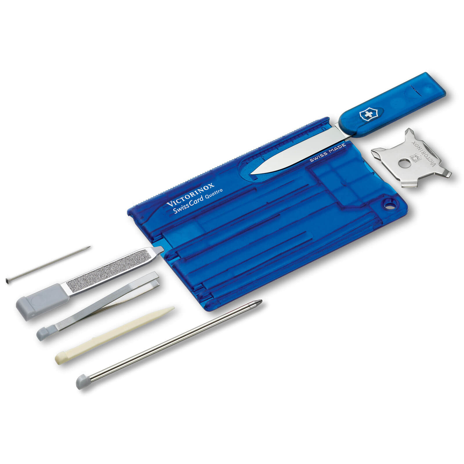 Image of Victorinox Swiss Card Quattro Translucent Blue 12 Functions