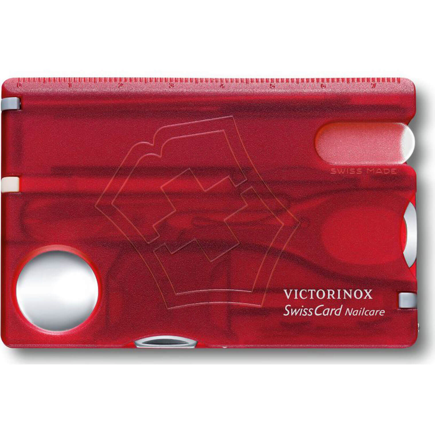 Image of Victorinox Swiss Card Nailcare Translucent Red 13 Functions