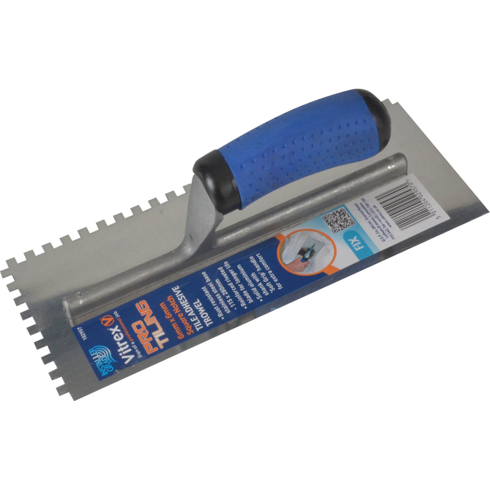 Image of Vitrex 10 2957 Professional Stainless Steel Adhesive Trowel 6mm