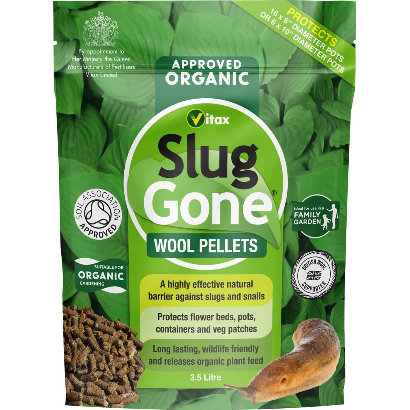 Image of Vitax Slug Gone Wool Pellets for Killing Slugs 35 Litre