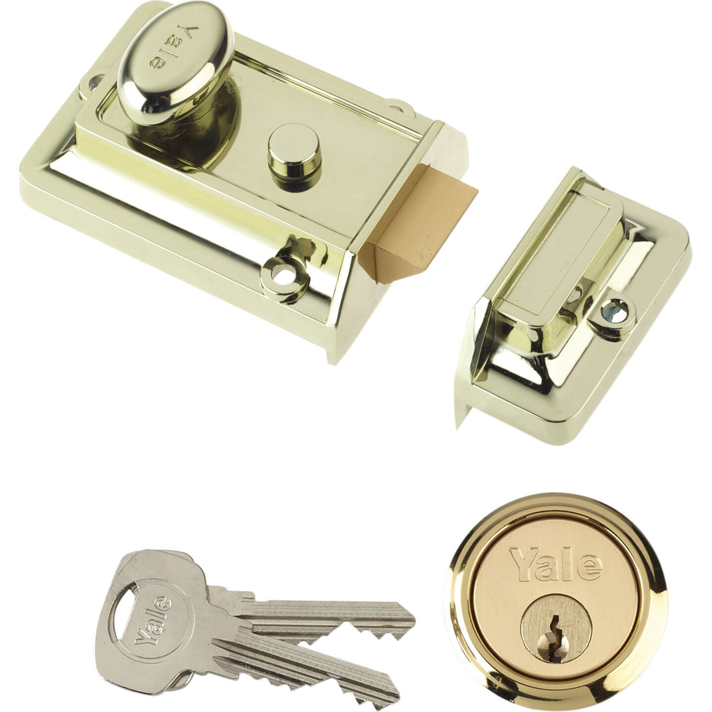 Image of Yale Locks 77 Traditional Nightlatch Brasslux Finish 60mm Backset