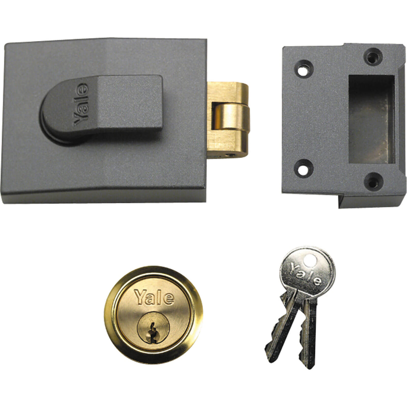 Image of Yale Locks 81 Rollerbolt Nightlatch DMG Brass Cylinder 60mm Backset