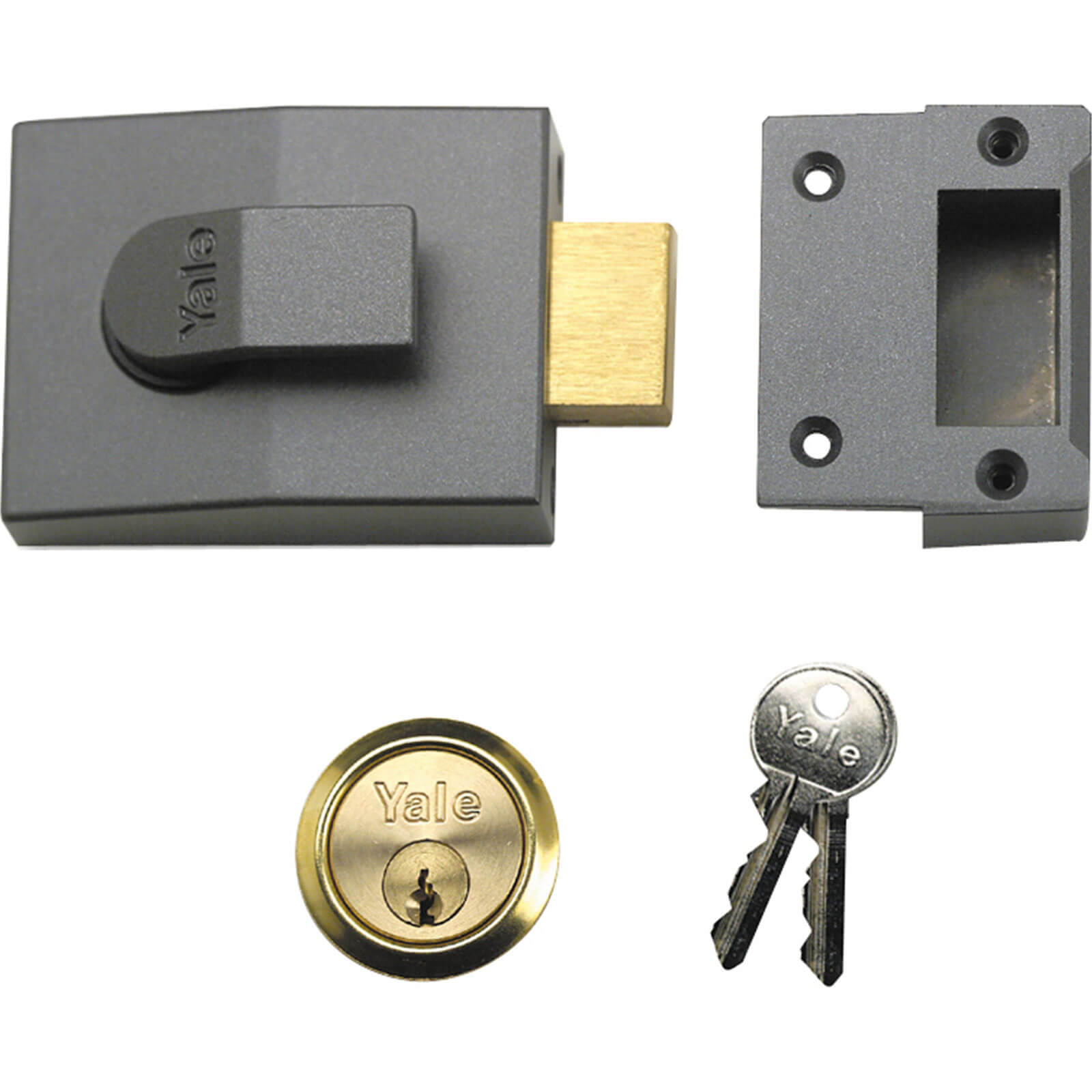 Image of Yale Locks 82 Deadbolt Nightlatch DMG Brass Cylinder 60mm Backset