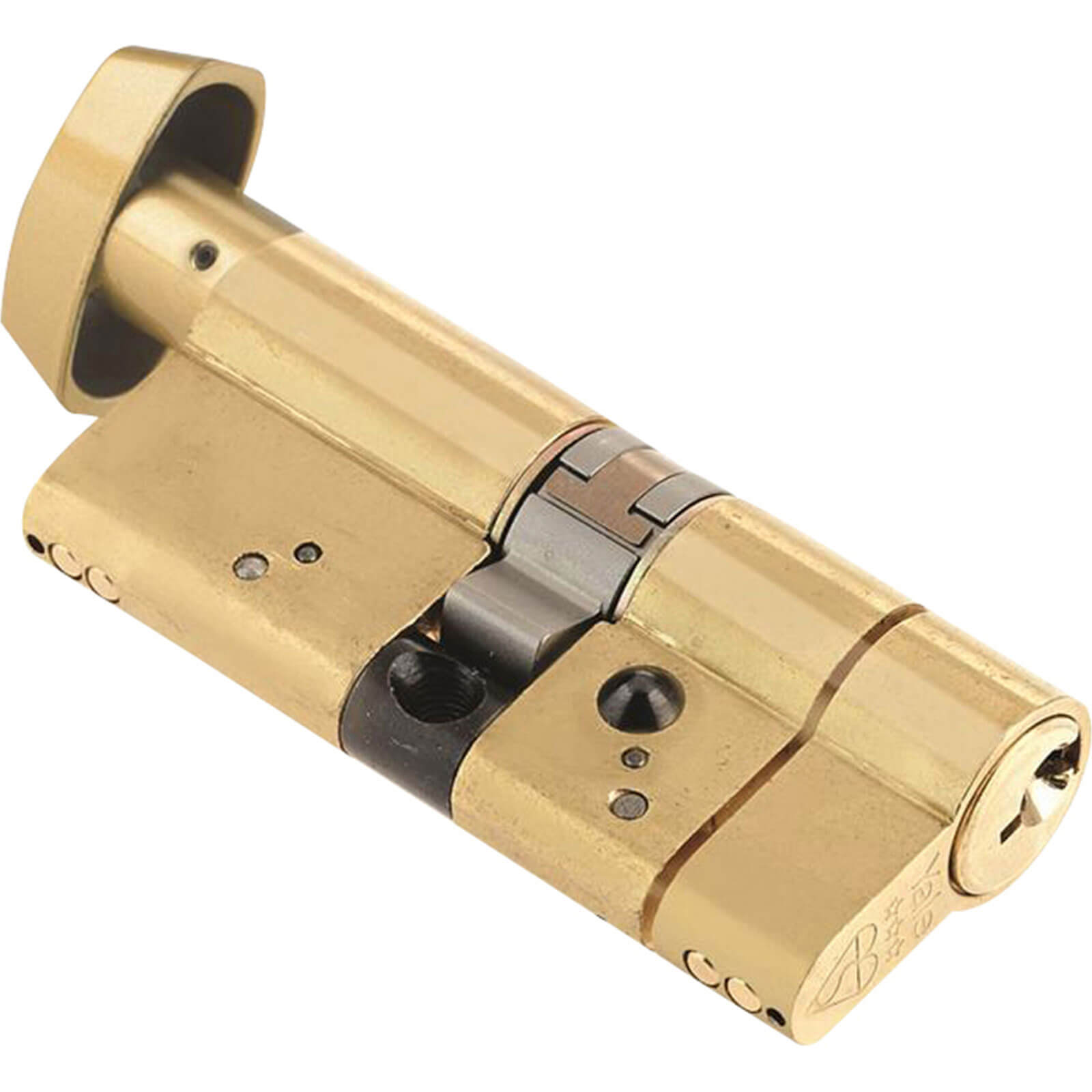 Image of yale anti snap platinum 80mm thumbturn cylinder polished brass 40mm x 40mm