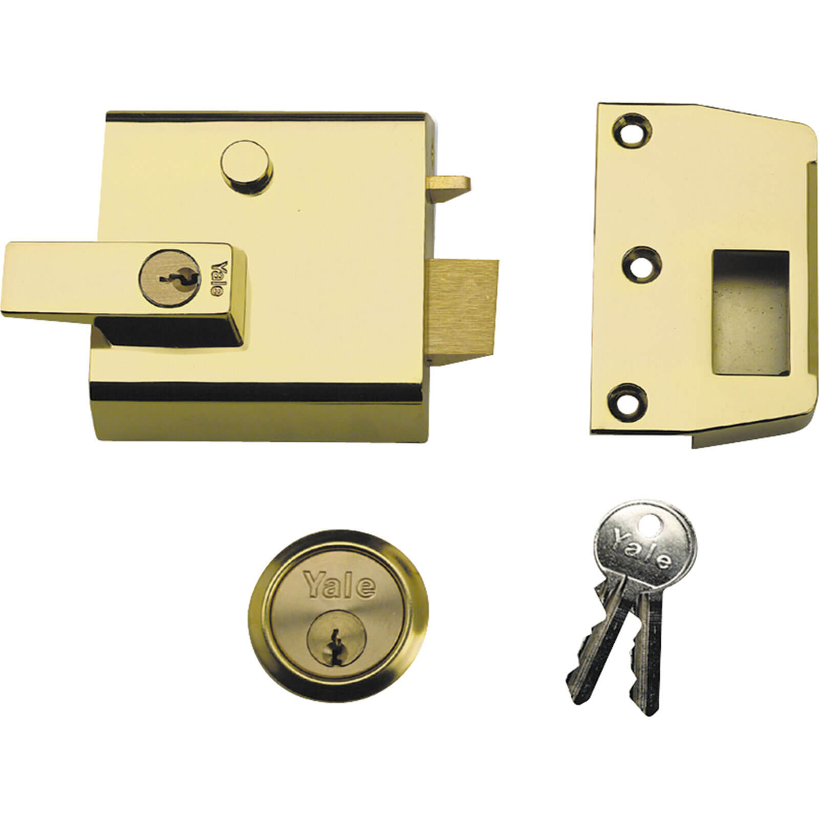 Image of Yale Locks P1 Double Security Nightlatch Brasslux Finish 60mm Backset