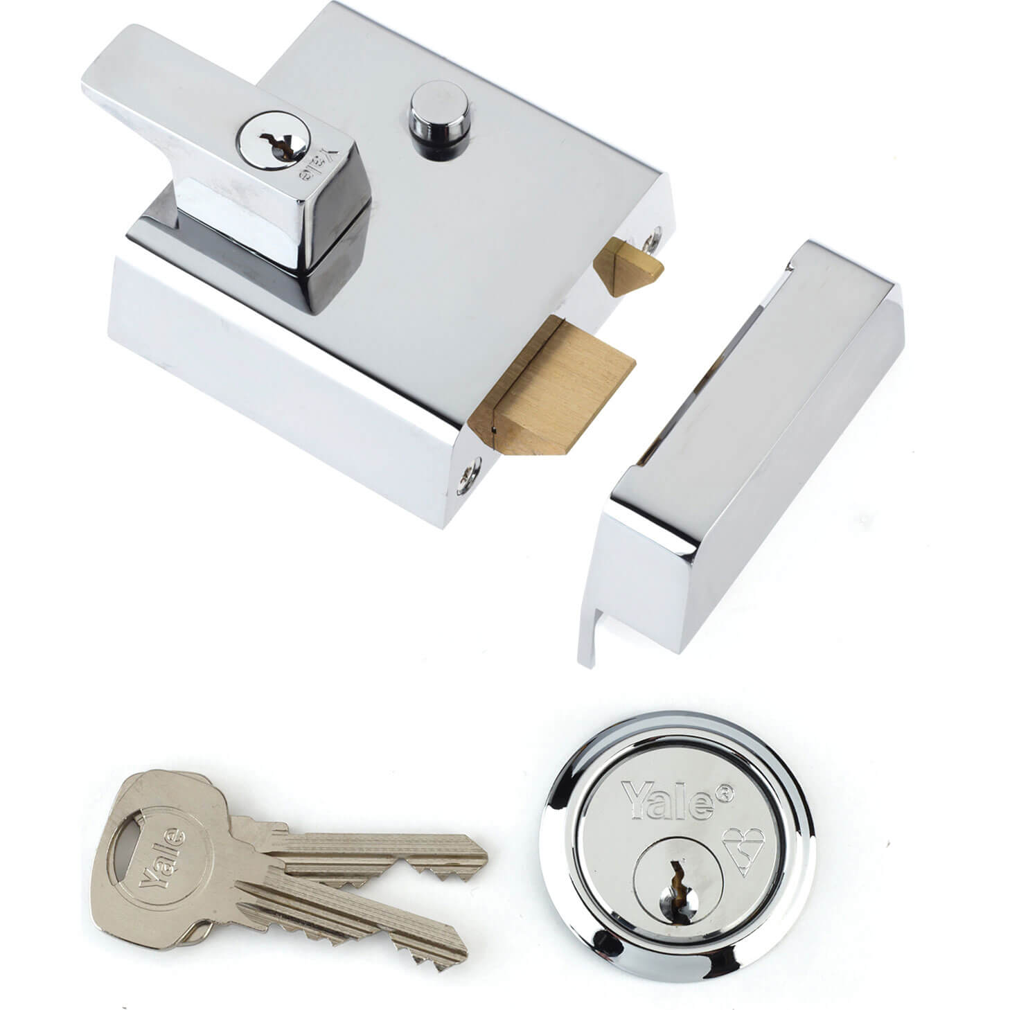 Image of Yale Locks P1 Double Security Nightlatch Chrome Finish 60mm Backset