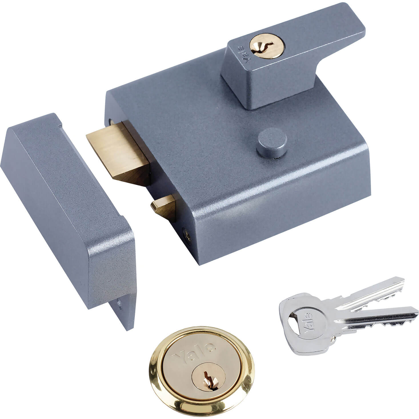 Image of Yale Locks P1 Double Security Nightlatch DMG PB Cylinder 60mm Backset