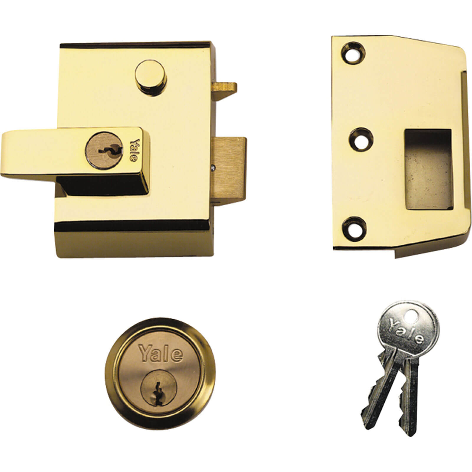 Image of Yale Locks P2 Double Security Nightlatch Brasslux Finish 40mm Backset