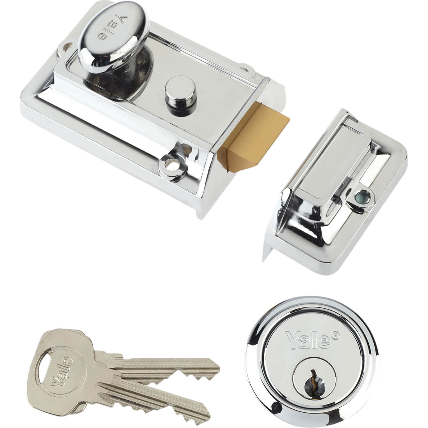 Image of Yale Locks P77 Traditional Nightlatch Chrome Finish 60mm Backset