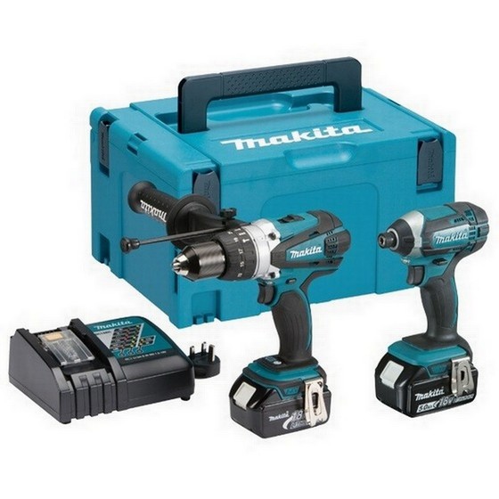 Image of MAKITA DLX2145MJ 18V COMBI DRILL AND IMPACT DRIVER TWIN PACK WITH 2X 40AH LIION BATTERIES