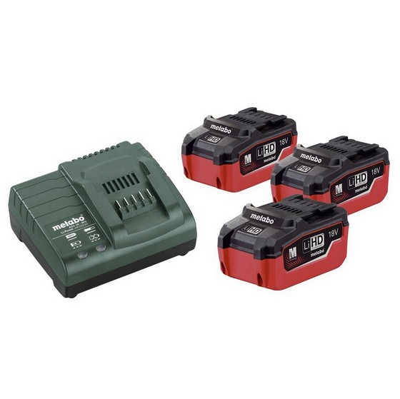 Image of METABO BATTERY and CHARGER PACK WITH 3X LiHD 55AH LIION BATTERIES AND ASC3036 CHARGER