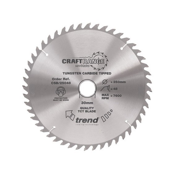 Image of TREND CSB25048 MEDIUM FINISH TCT CIRCULAR SAW BLADE 48TX30X250MM