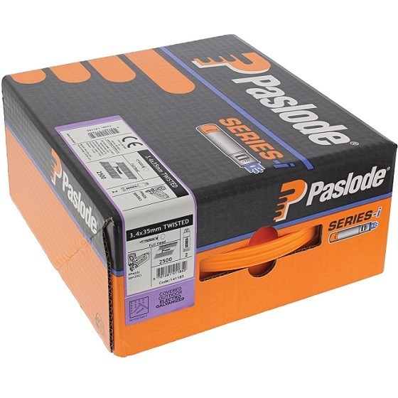 Image of PASLODE 141185 TWISTED ELECTRO GALVANISED NAILS 35MM and 2 FUEL CELLS PACK OF 2500
