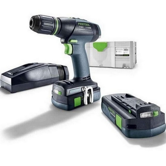 Image of FESTOOL 575597 T18 COMPACT S DRILL DRIVER WITH 2X 31AH LIION BATTERIES