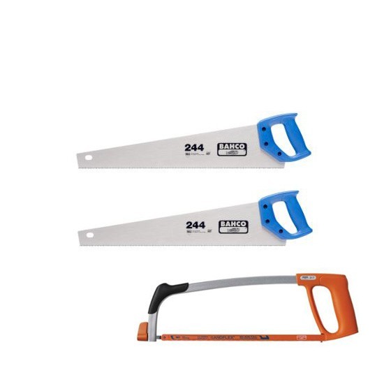 Image of BAHCO BAH24422317 244 HARDPOINT HANDSAWS 550MM 22 INCH WITH 317 HACKSAW 300MM 12 INCH PACK OF 2