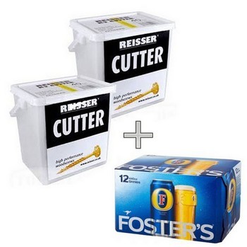 Image of REISSER R2 CUTTER WOODSCREWS 4 x 40mm CSK TUB OF 1200 BUY 2 TUBS RECEIVE 1 Case of LAGER FREE